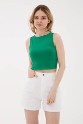 Fashion Friends 23Y-Blz0326K1 Kadın Kolsuz Crop Bluz Yeşil 