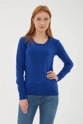 Fashion Friends 24K0779K1 Kadın U Yaka Kazak Mavi - FASHION FRIENDS