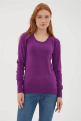 Fashion Friends 24K0779K1 Kadın U Yaka Kazak Mor - FASHION FRIENDS
