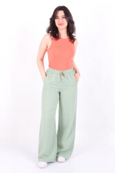 Fashion Friends 24Y0249K1 Kadın Geniş Paça Pantolon Yeşil 