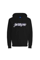Jack & Jones 12244218-Fw Jorsergey Sweat Hood Fst Erkek Sweat Shirt Siyah 