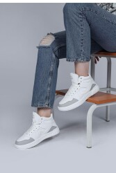 Jump 28746-Fw Yüksek Bilekli Siyah Kadın Sneaker Beyaz 