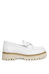 Mammamia D24Ya-3165 Kadın Deri Loafer Ayakkabı Beyaz 