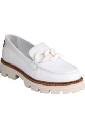 Mammamia D24Ya-3185 Kadın Deri Loafer Ayakkabı Beyaz 