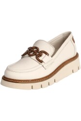 Mammamia D24Ya-3205 Kadın Deri Loafer Ayakkabı Krem Hakiki Deri - Mammamia