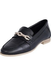Mammamia D24Ya-3215 Kadın Deri Loafer Ayakkabı Siyah 