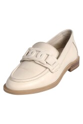 Mammamia D24Ya-3235 Kadın Deri Loafer Ayakkabı Bej 