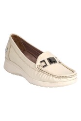 Mammamia D24Ya-685 Kadın Deri Loafer Ayakkabı Bej 