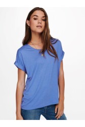 Only 15106662 Onlmoster S/S O-Neck Top Noos Jrs Kadın T-Shirt Mavi 
