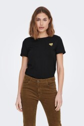 Only 15244714-23Y Onlkıta S/S Logo Top Noos Kadın T-Shirt Siyah 