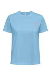 Only 15298011-23Y Onlfıjosa S/S Heart Top Box Jrs Kadın T-Shirt Mavi 