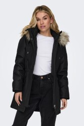 Only 15304625-Fw Onlırıs Fur Wınter Parka Cc 2023 Otw Kadın Parka Kaban Siyah - ONLY