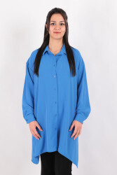 Puane 10432 Kadın Gömlek Ss Mavi 